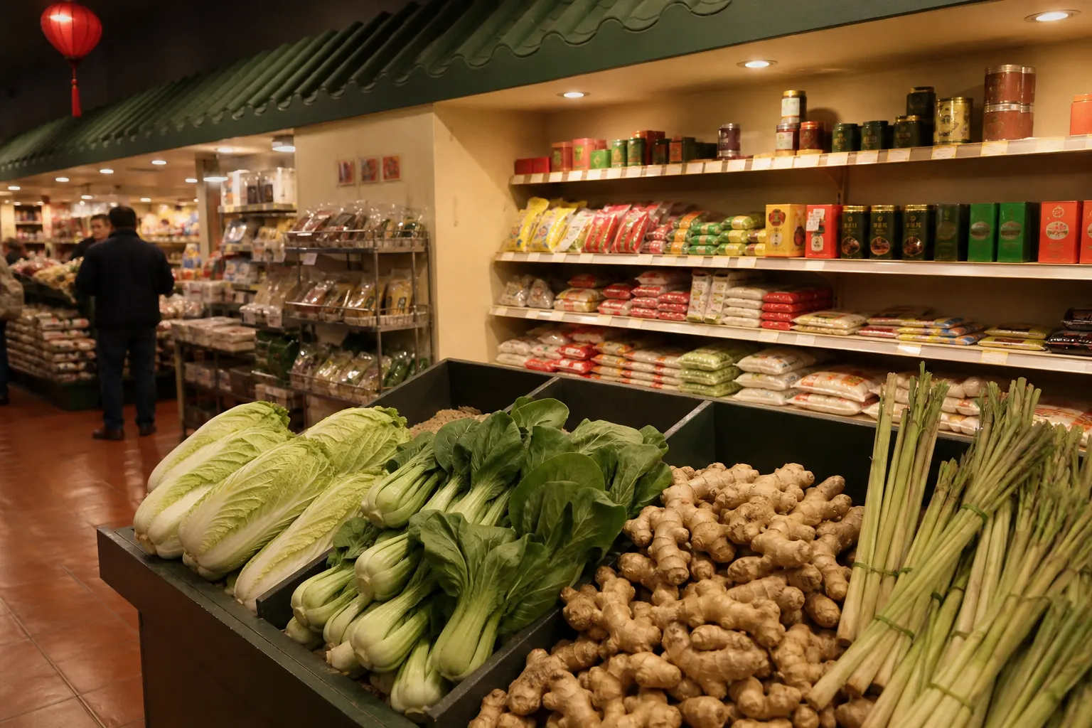 Interior of a asian grocery store, used to illustrate buying that format.