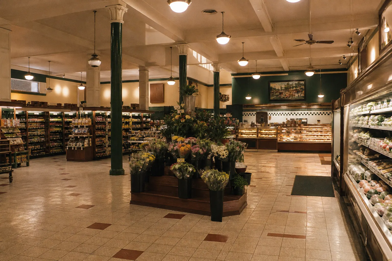 Interior of a independent supermarket, used to illustrate selling that format.