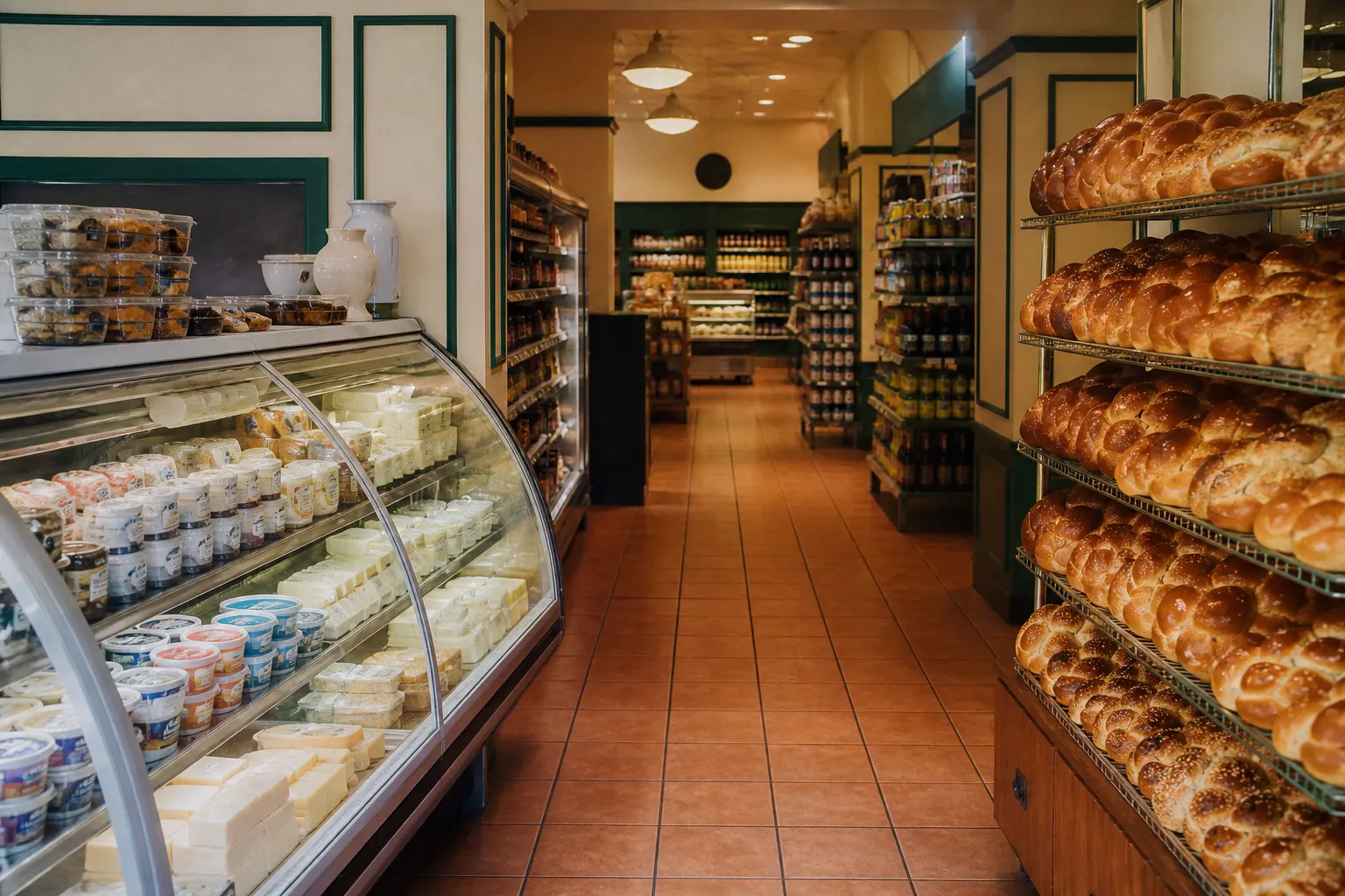 Interior of a kosher market, used to illustrate selling that format.
