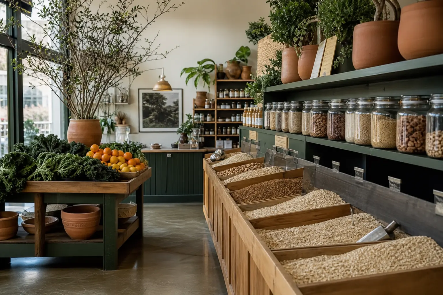 Interior of a natural organic health food store, used to illustrate buying that format.